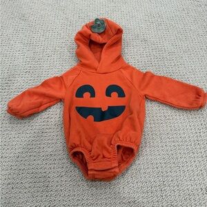 Old Navy Orange Pumpkin Jack-O Lantern Hooded Bodysuit
